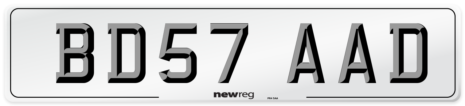 BD57 AAD Number Plate from New Reg